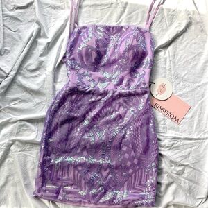 KissProm Purple Sequin Mini Dress
